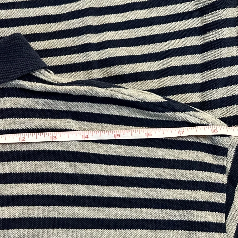 POLO RALPH LAUREN men’s gray & blue striped short sleeve polo shirt - size L/XL